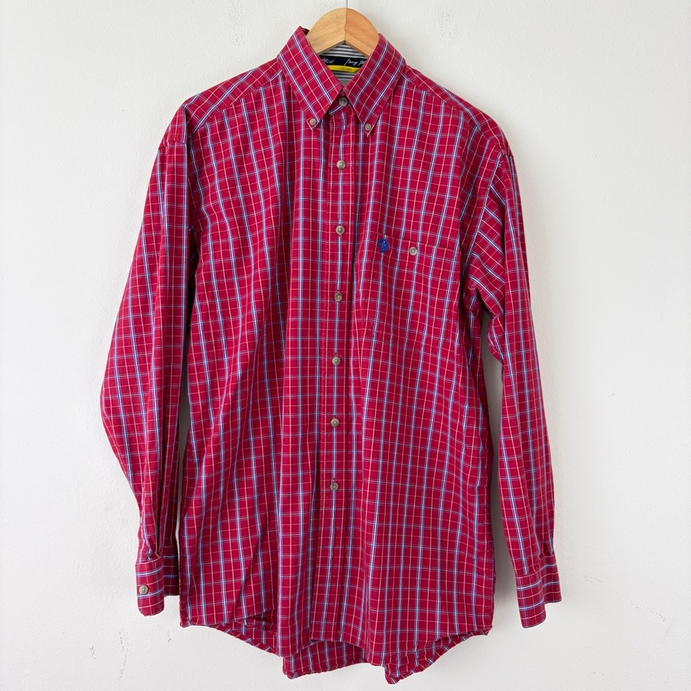 Wrangler George Strait Medium Cowboy Cut Red Plaid Button Down ShirtWestern